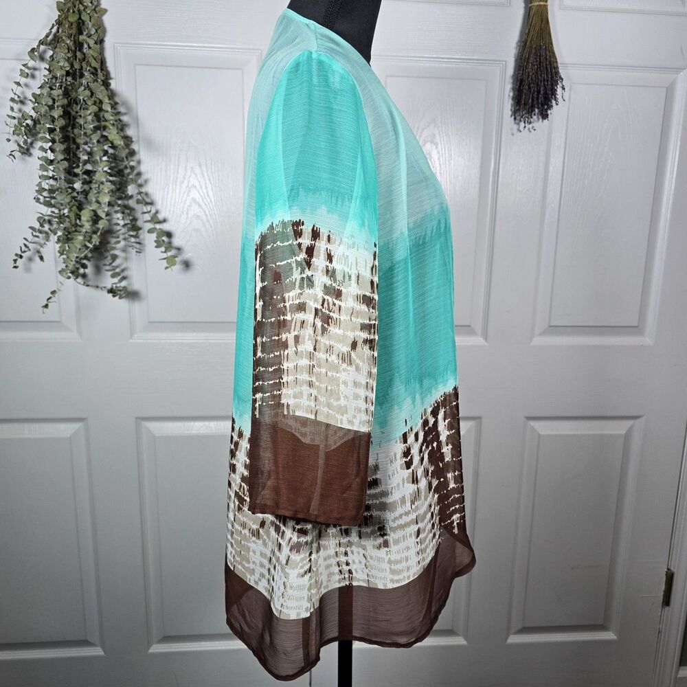 Chico's Tie-Dye Ombre Chevron Open-front Kimono Cardigan Size 2 - Picture 2 of 8